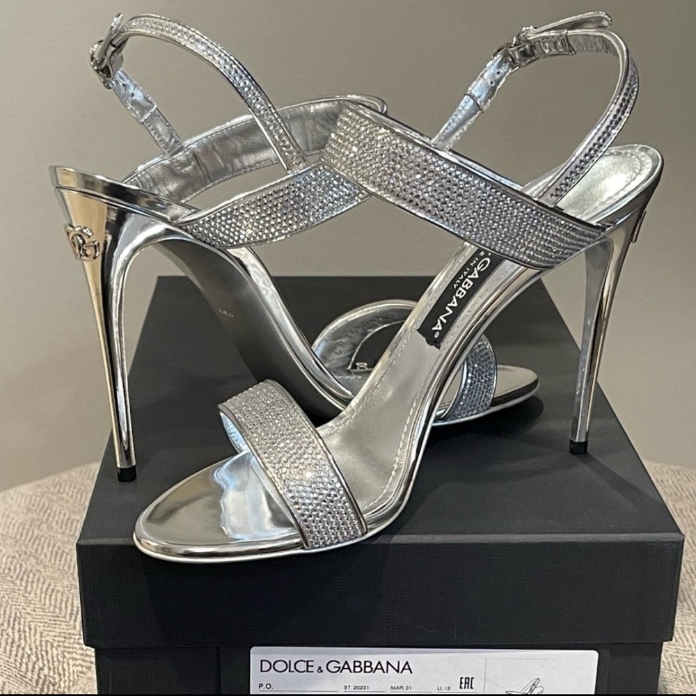 ‼️SOLD‼️DOLCE&GABBANA KIM heels sandals with fusible rhinestones, NWT - Picture 1 of 15